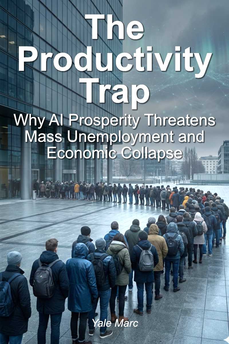 THE PRODUCTIVIEY TRAP: Why AI Prosperity Threatens Mass Unemployment and Economic Collapse - book cover by Yale Marc